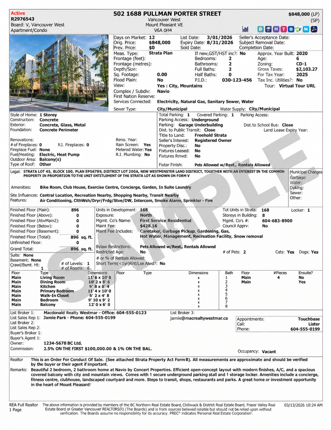 MLS listing sample page 1