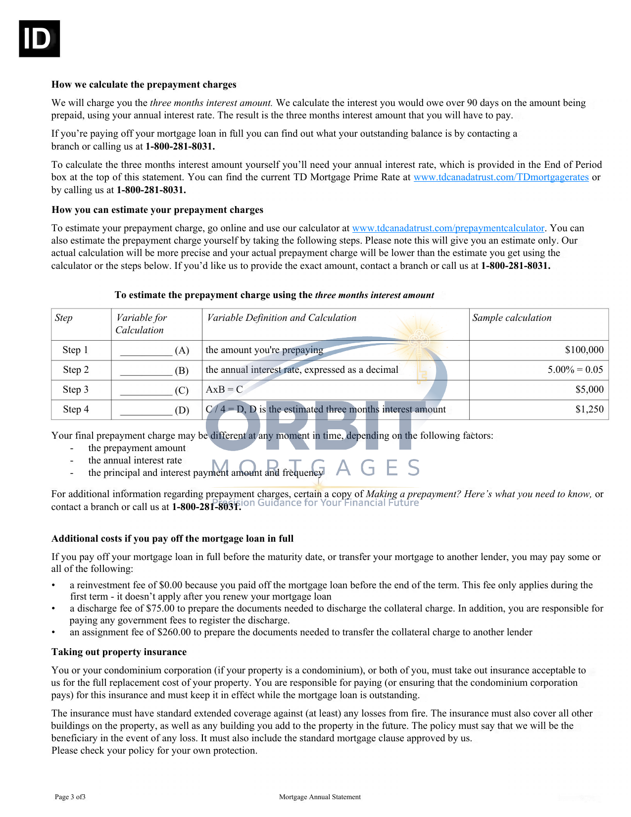 TD annual mortgage statement sample page 3