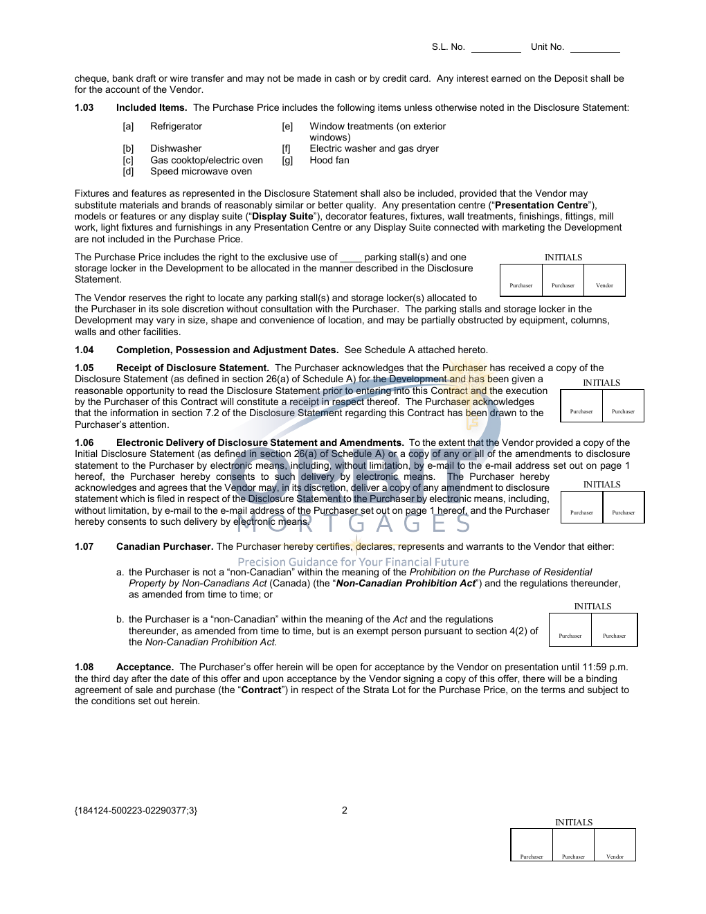 Presale Contract of Purchase and Sale sample page 2