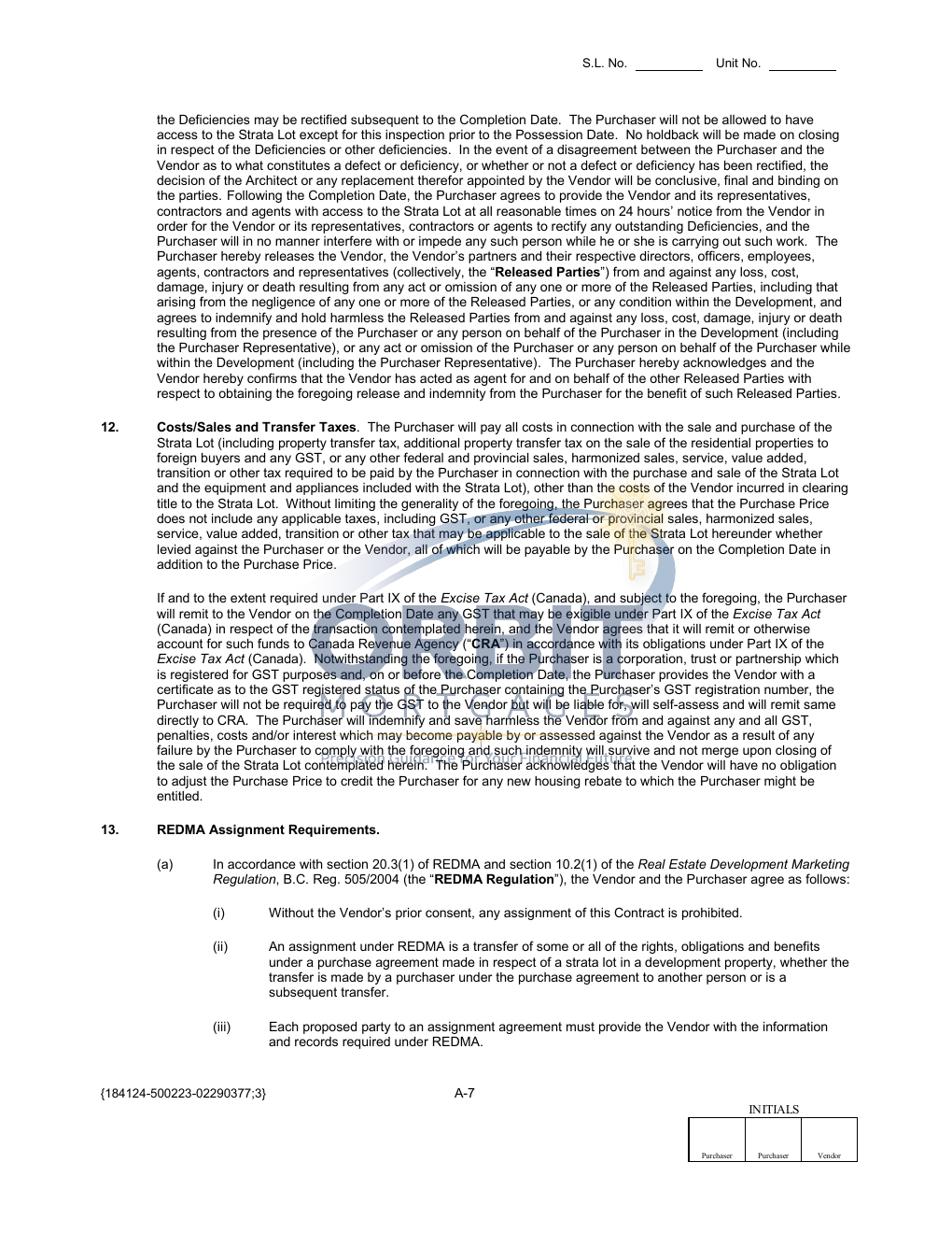 Presale Contract of Purchase and Sale sample page 10