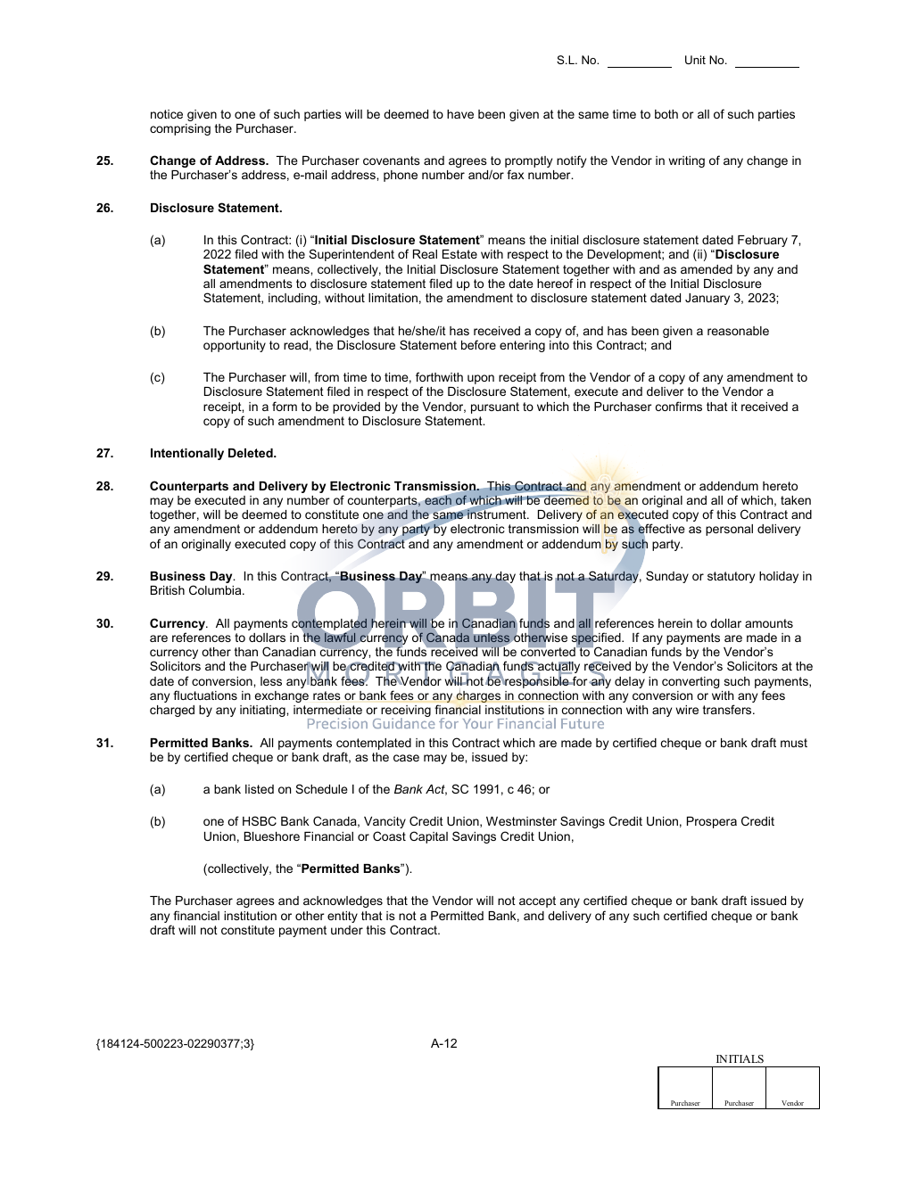 Presale Contract of Purchase and Sale sample page 15