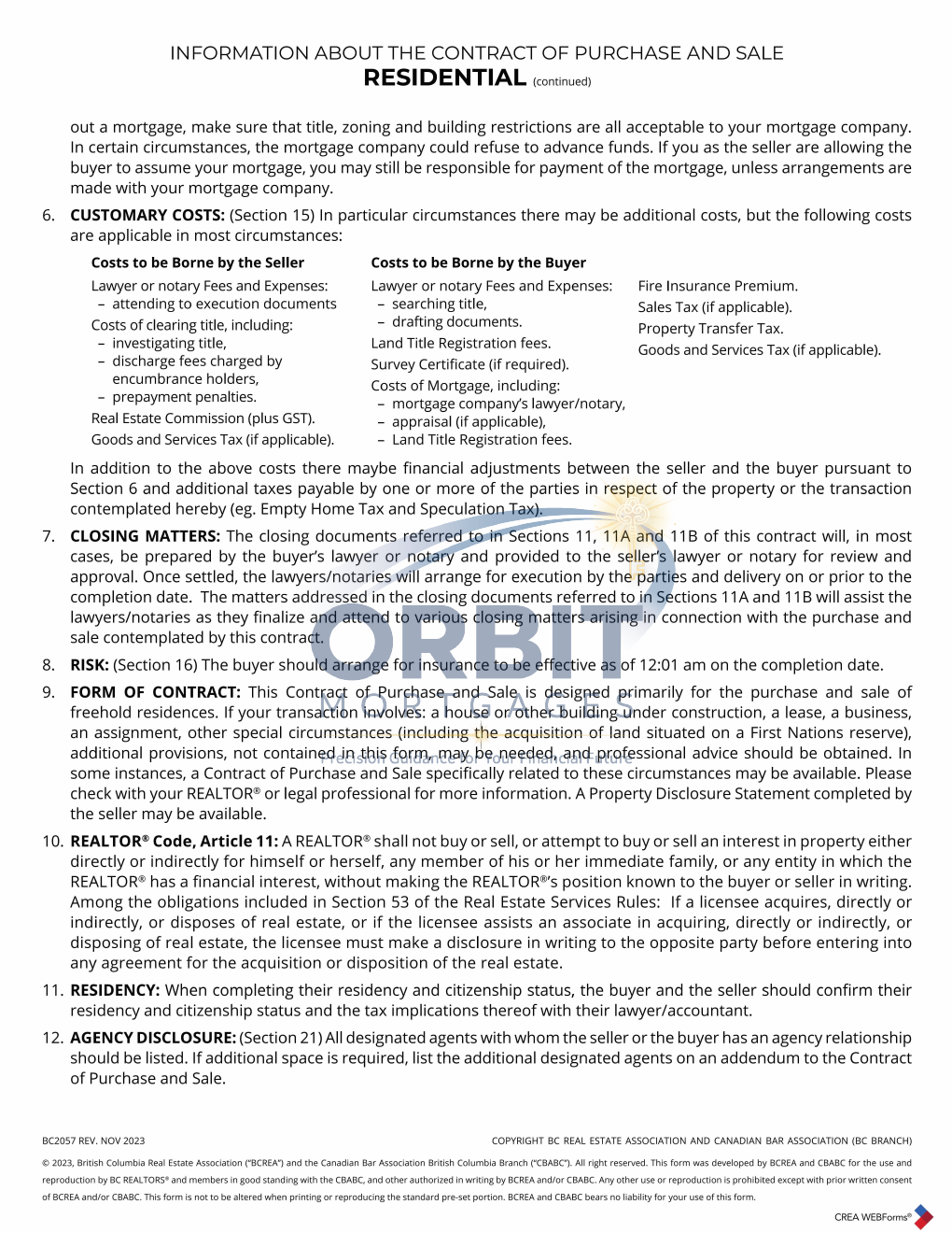 BC resale Contract of Purchase and Sale sample page 2