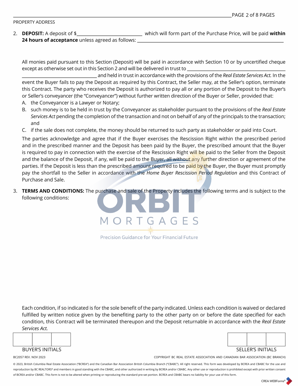 BC resale Contract of Purchase and Sale sample page 4