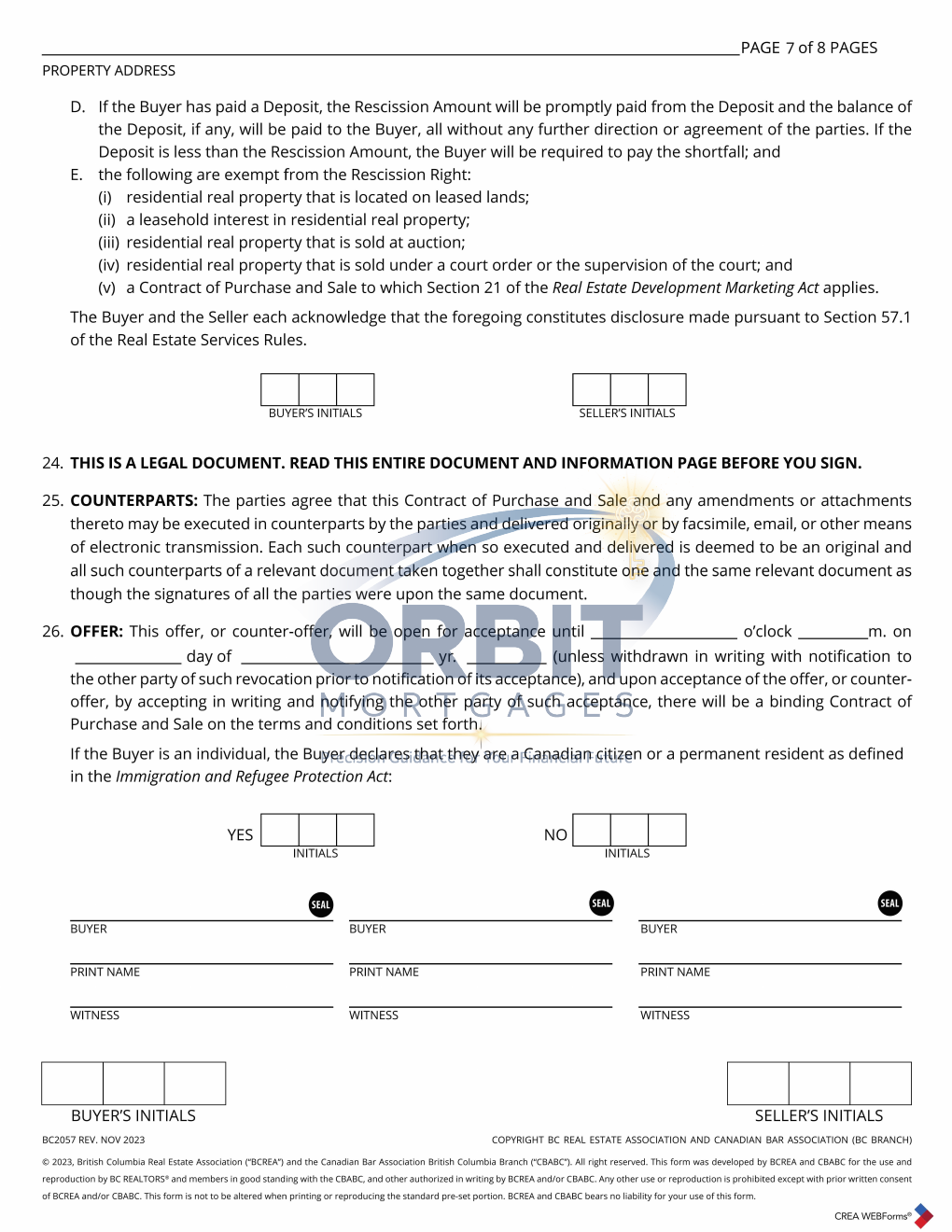 BC resale Contract of Purchase and Sale sample page 9