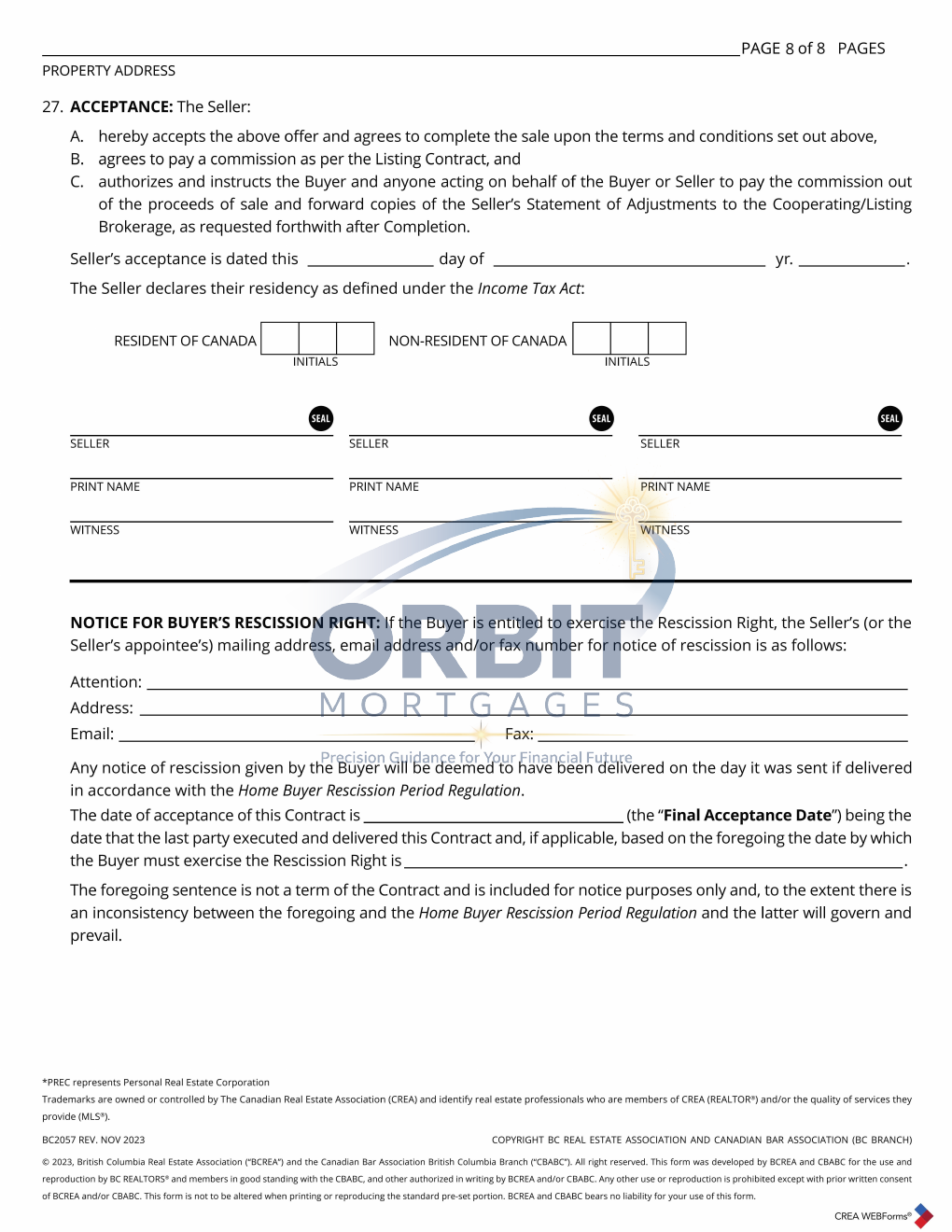 BC resale Contract of Purchase and Sale sample page 10