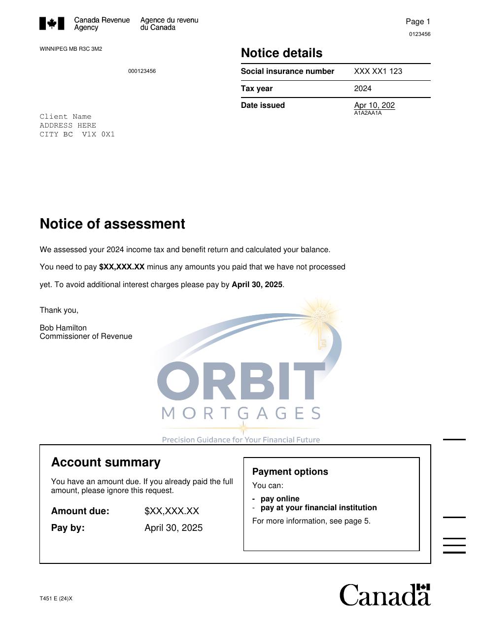 Notice of Assessment sample page 1