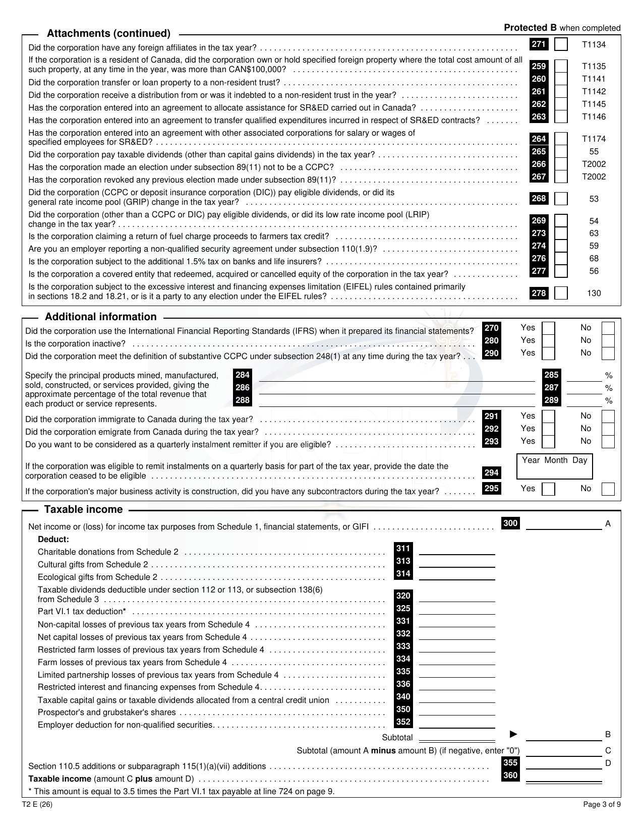 Corporate T2 Return sample page 3