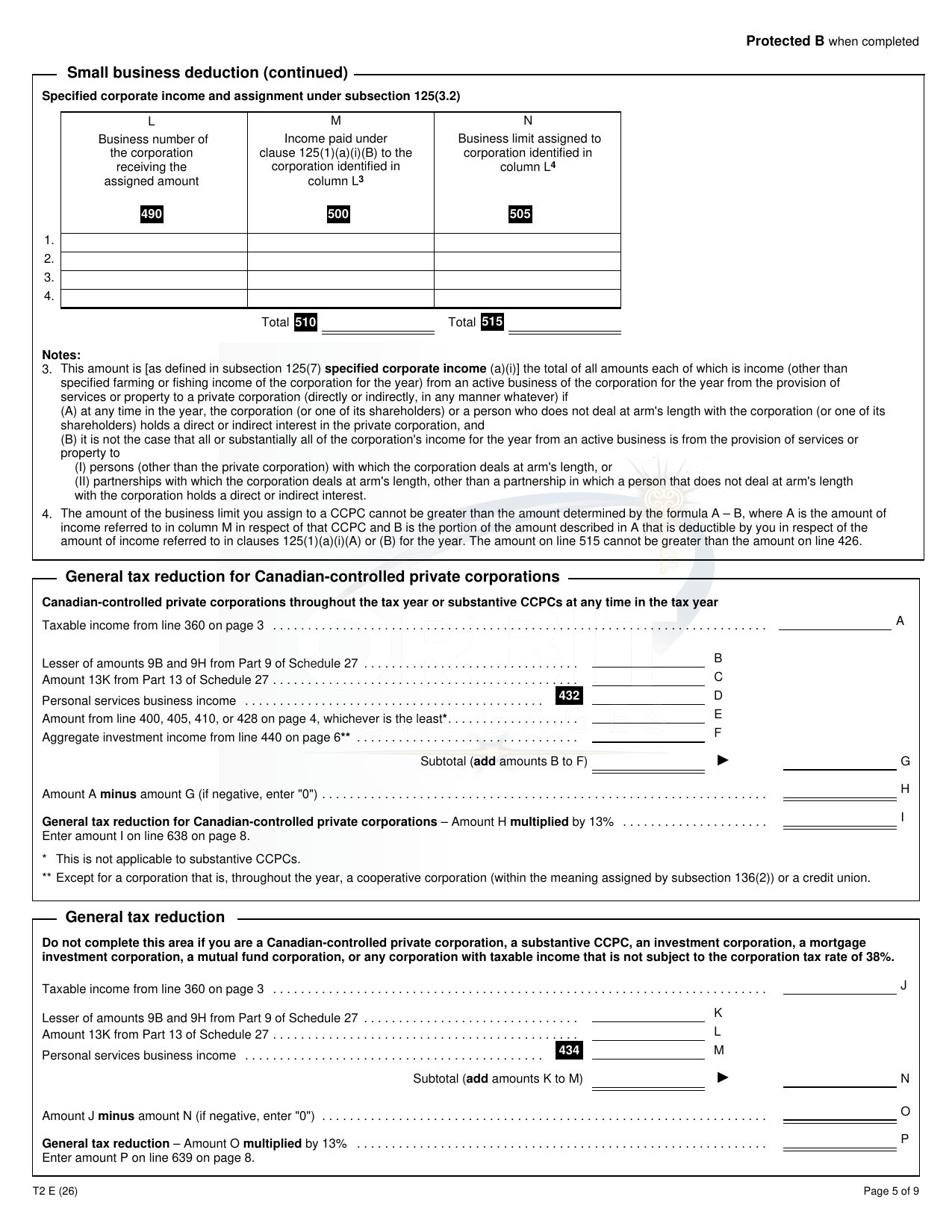 Corporate T2 Return sample page 5