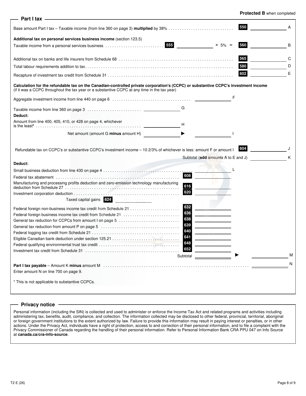 Corporate T2 Return sample page 8