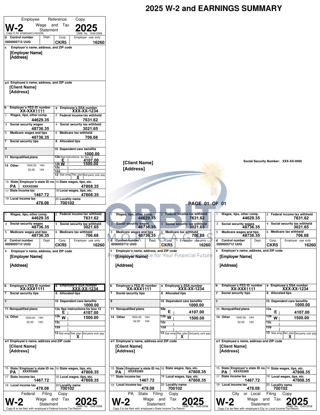 W-2 Wage and Tax Statement sample document